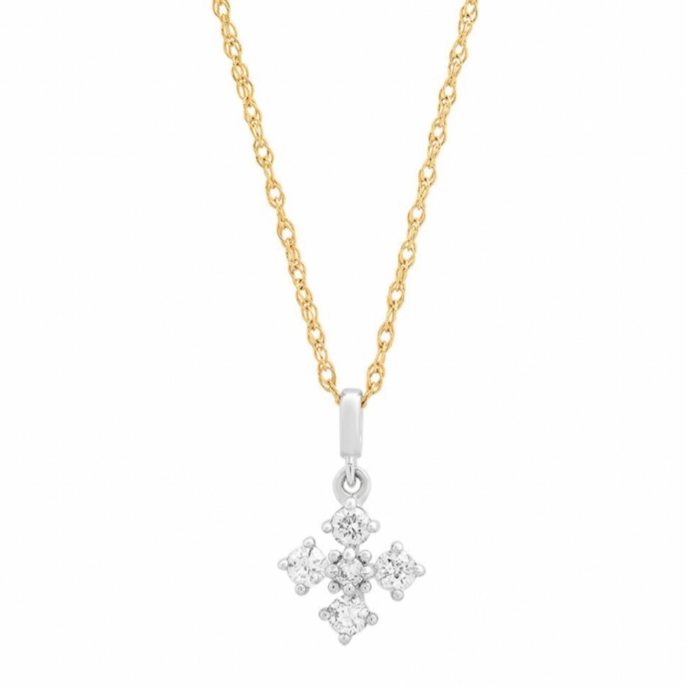 14k gold and diamond Coptic cross necklace